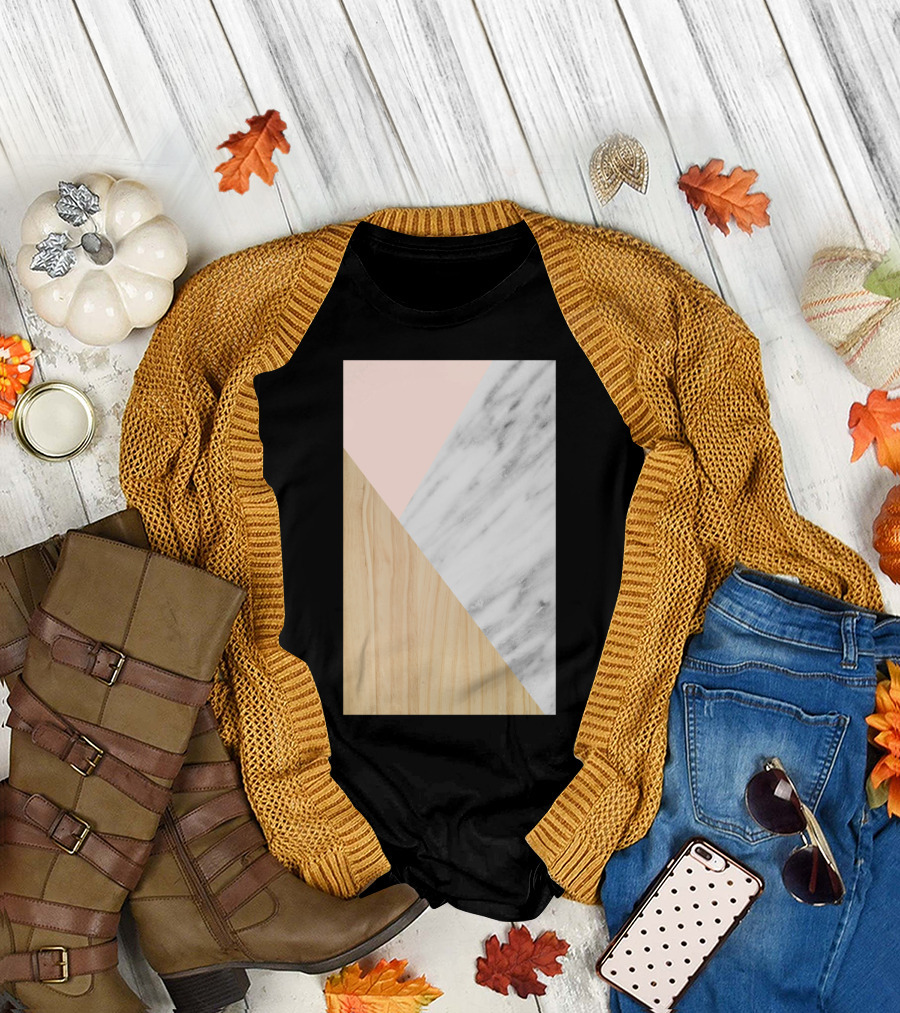 Light Wood Pink and Real Italian Marble Triangles T-Shirt