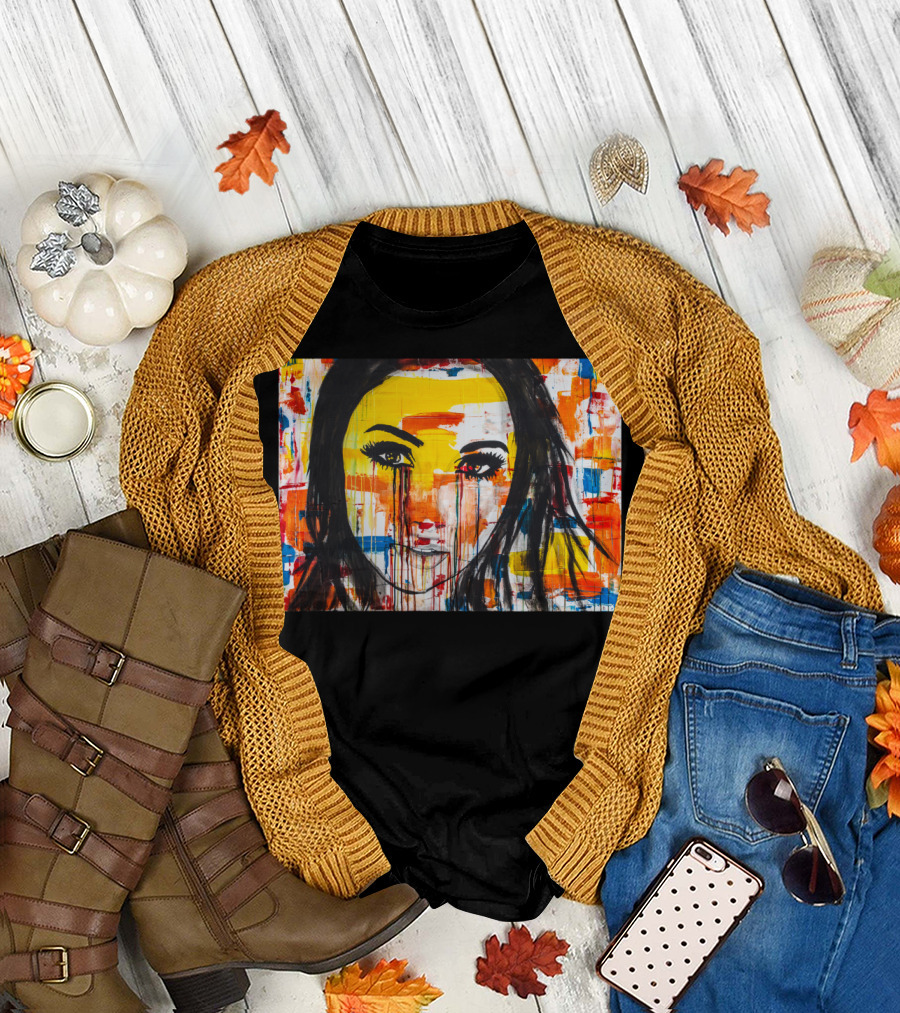 The Unseen Emotions Of Her Innocence Tears In Vivid Colors T-Shirt