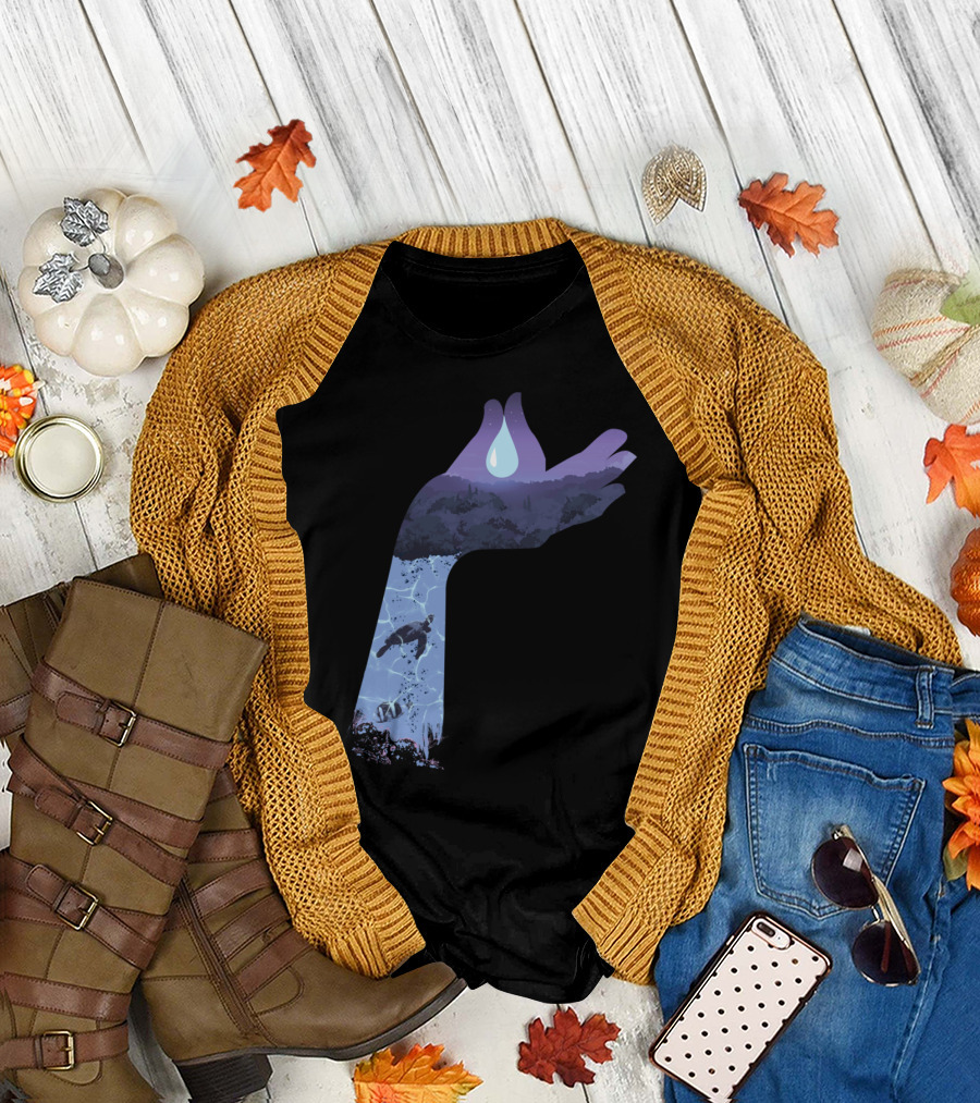 Water For Life Ocean Conservation Hand with Diver and Droplet T-Shirt