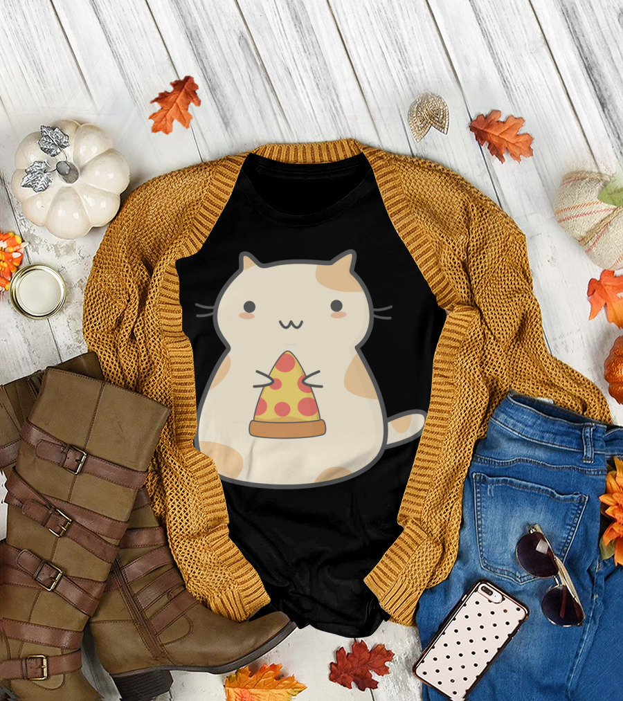 Kawaii Pizza Cat Cute Cartoon T-Shirt