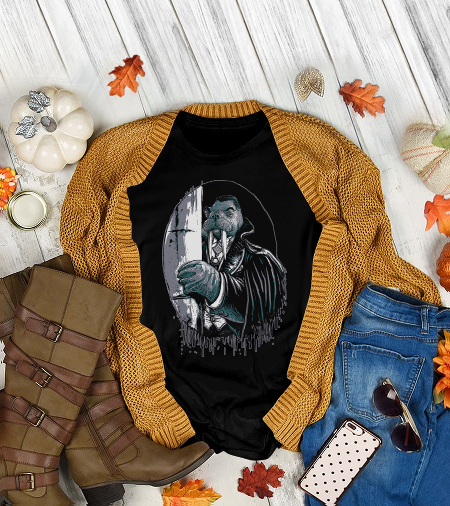 The Walrus Count Vampire Of The Sea Gothic Horror Walrus Dracula T-Shirt