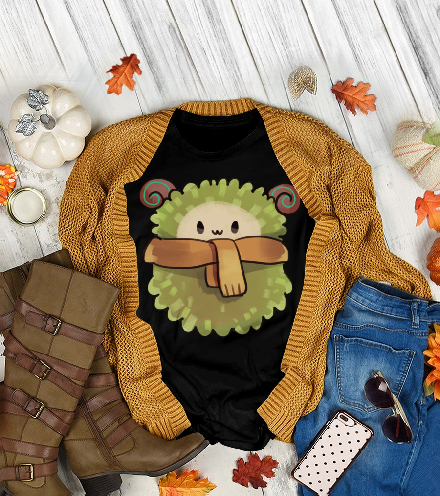 Kawaii Sheep Cute Fluffy Character with Cozy Scarf T-Shirt