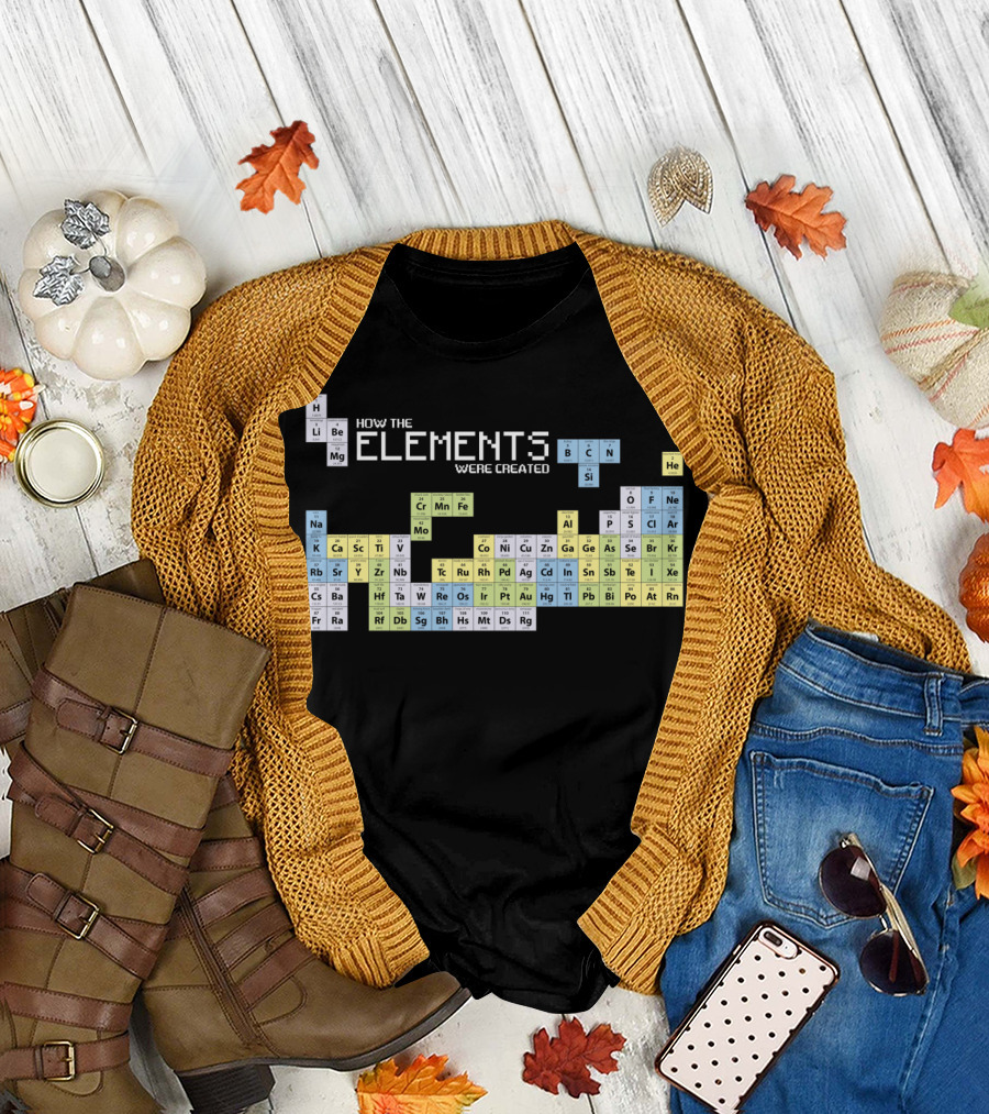 How the Elements Were Created: Periodic Table Design with Block Elements T-Shirt