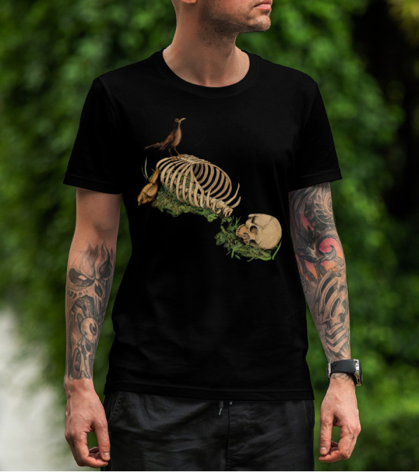 Still Life Speaking Skeleton With Birds And Skull T-Shirt