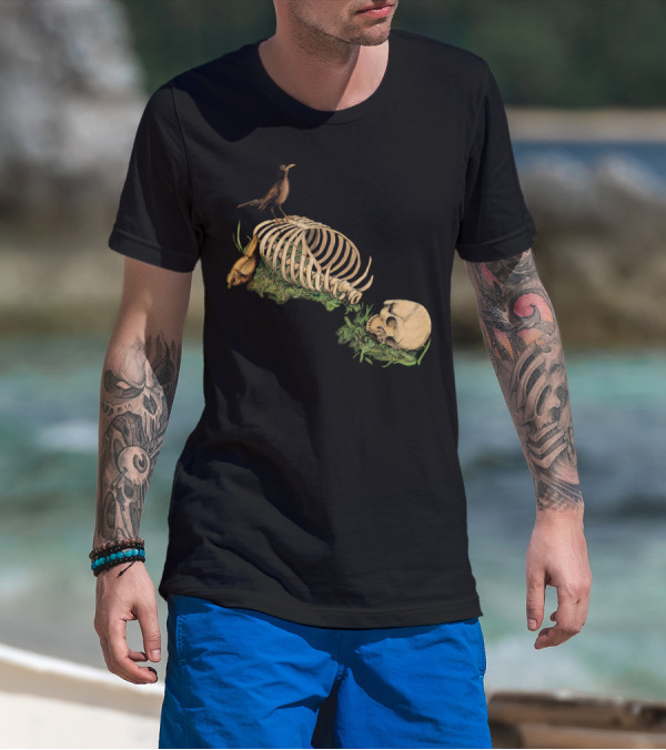 Still Life Speaking Skeleton With Birds And Skull T-Shirt