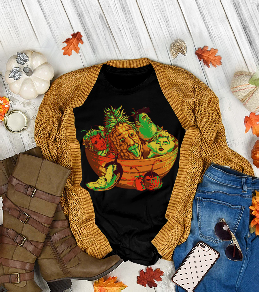 Still Life Pop Culture Fruit Faces Bowl T-Shirt
