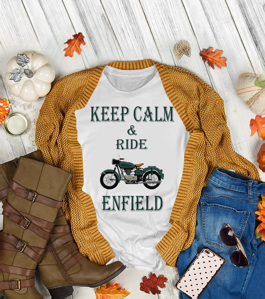 KEEP CALM AND RIDE ENFIELD MOTORCYCLE VINTAGE T-Shirt