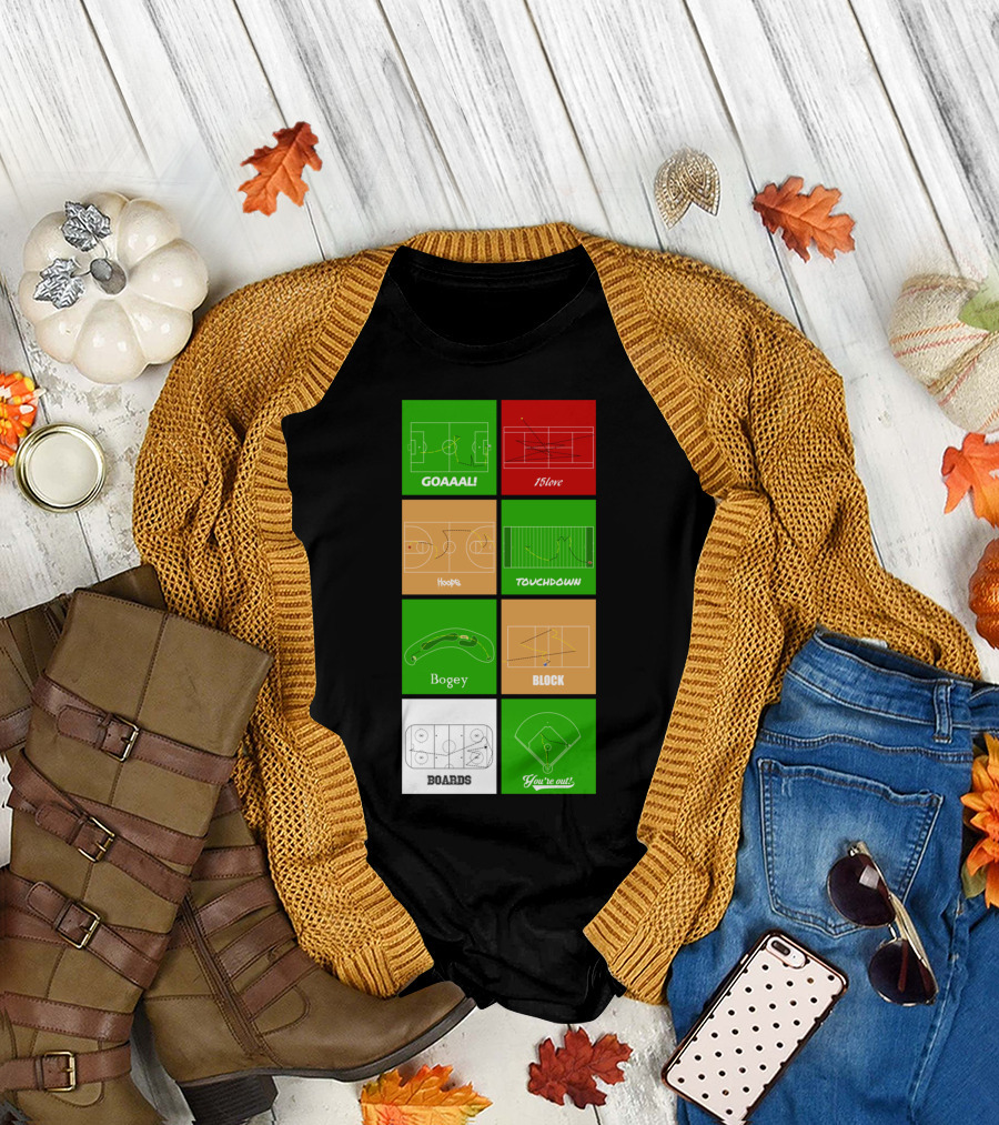 GOAAAL 15lov Hoops Touchdown Bogey Block Boards You're Out T-Shirt