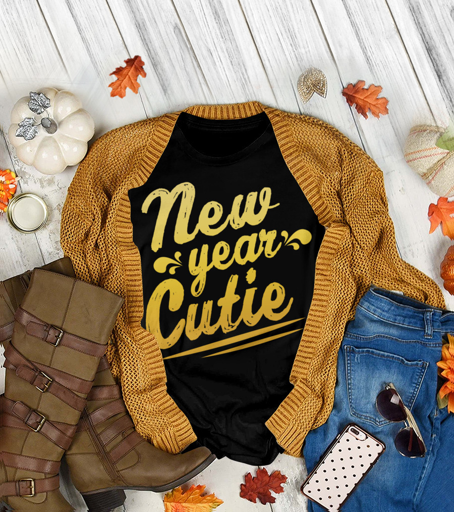 New Year Cutie Celebration Vintage Typography T-Shirt