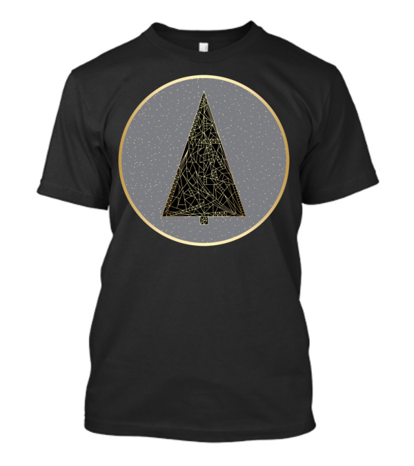 New Year Xmas Tree Geometric Pattern Gold Circle T-Shirt