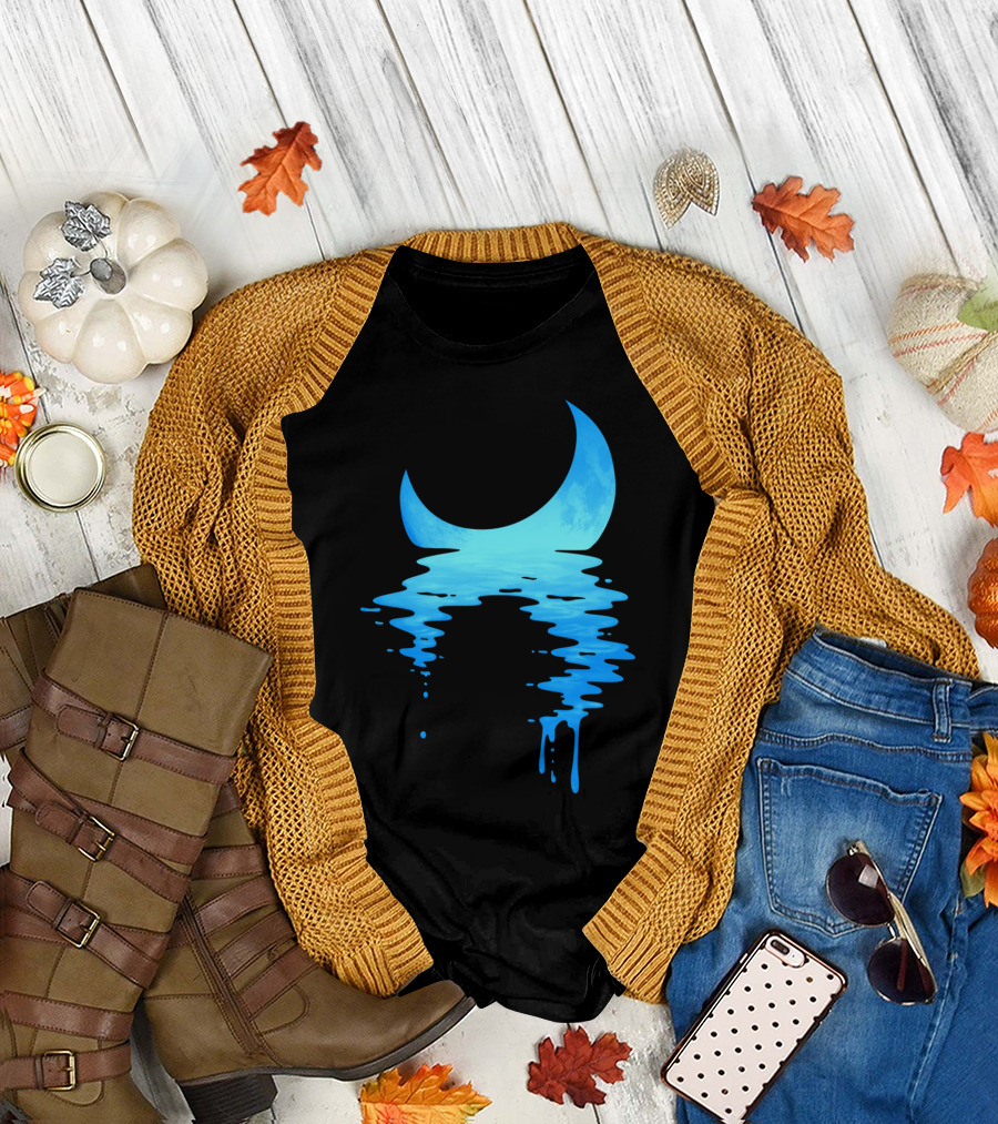 Moonset Melting Crescent Reflection T-Shirt