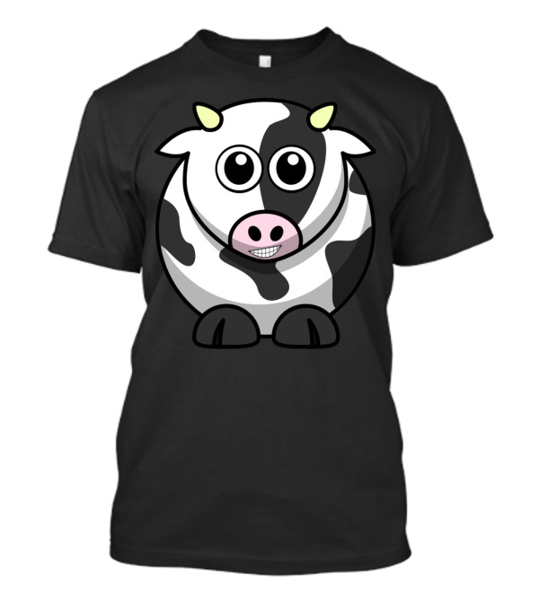 MooSmilez Cow Happy Black And White Cartoon T-Shirt