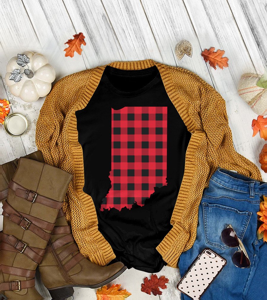 Red and Black Checkered Indiana Plaid T-Shirt