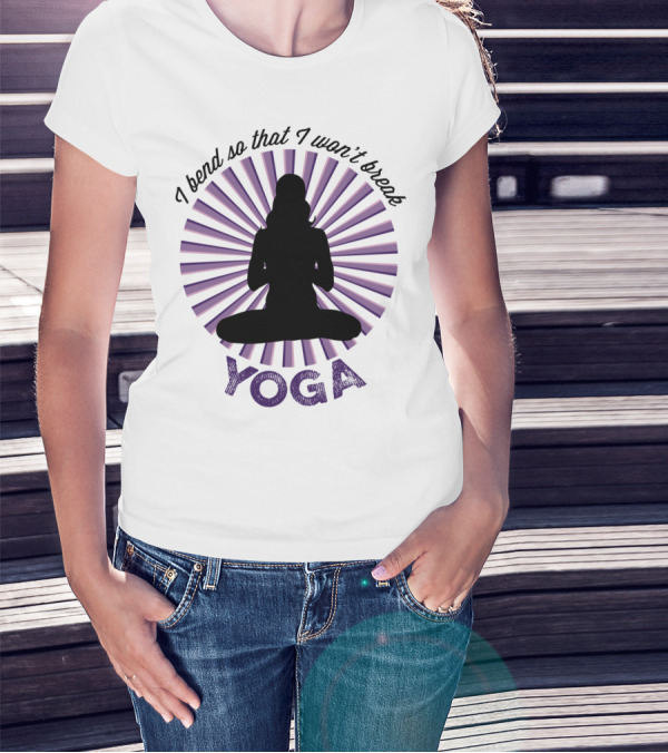 I Bend So That I Won't Break Yoga Meditation Silhouette With Radiant Stripes T-Shirt
