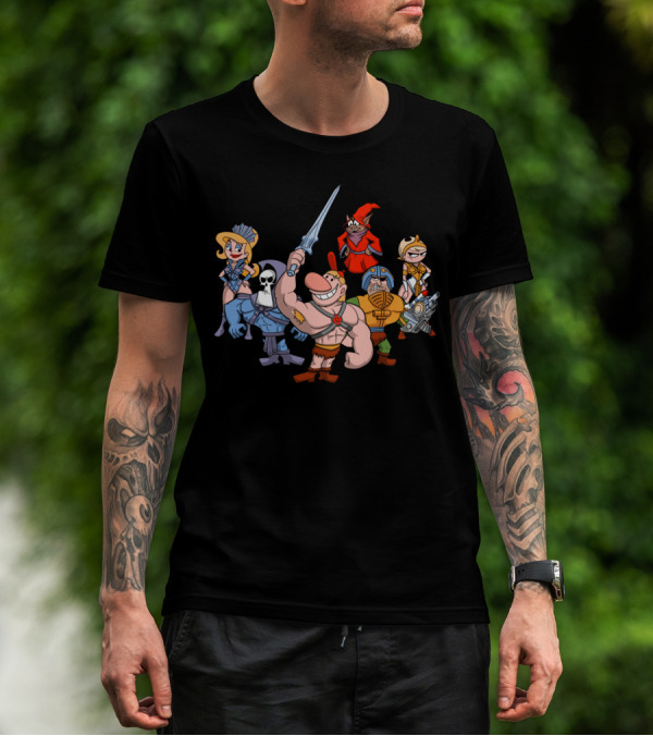Masters Of The Grimverse Cartoon Characters Parody Superheroes Group Pose T-Shirt