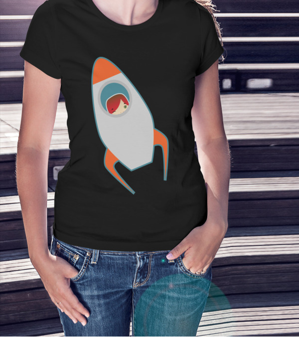 Pocket Rocket Redhead In Space Capsule T-Shirt