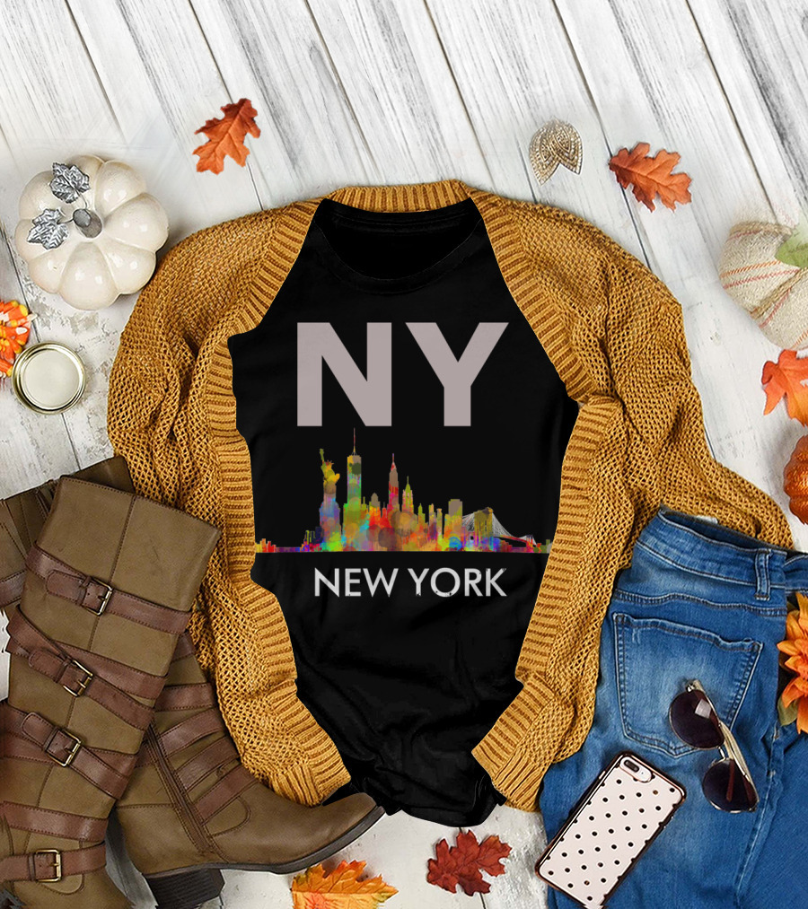 NY New York City Skyline V05 Cityscape Wate T-Shirt