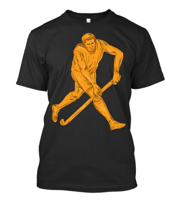 Field Hockey Player Running With Stick Drawing T-Shirt