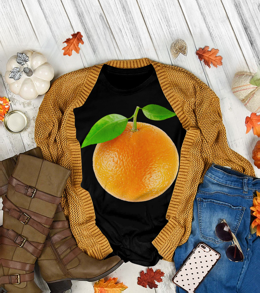 Orange Fruit with Leaves T-Shirt
