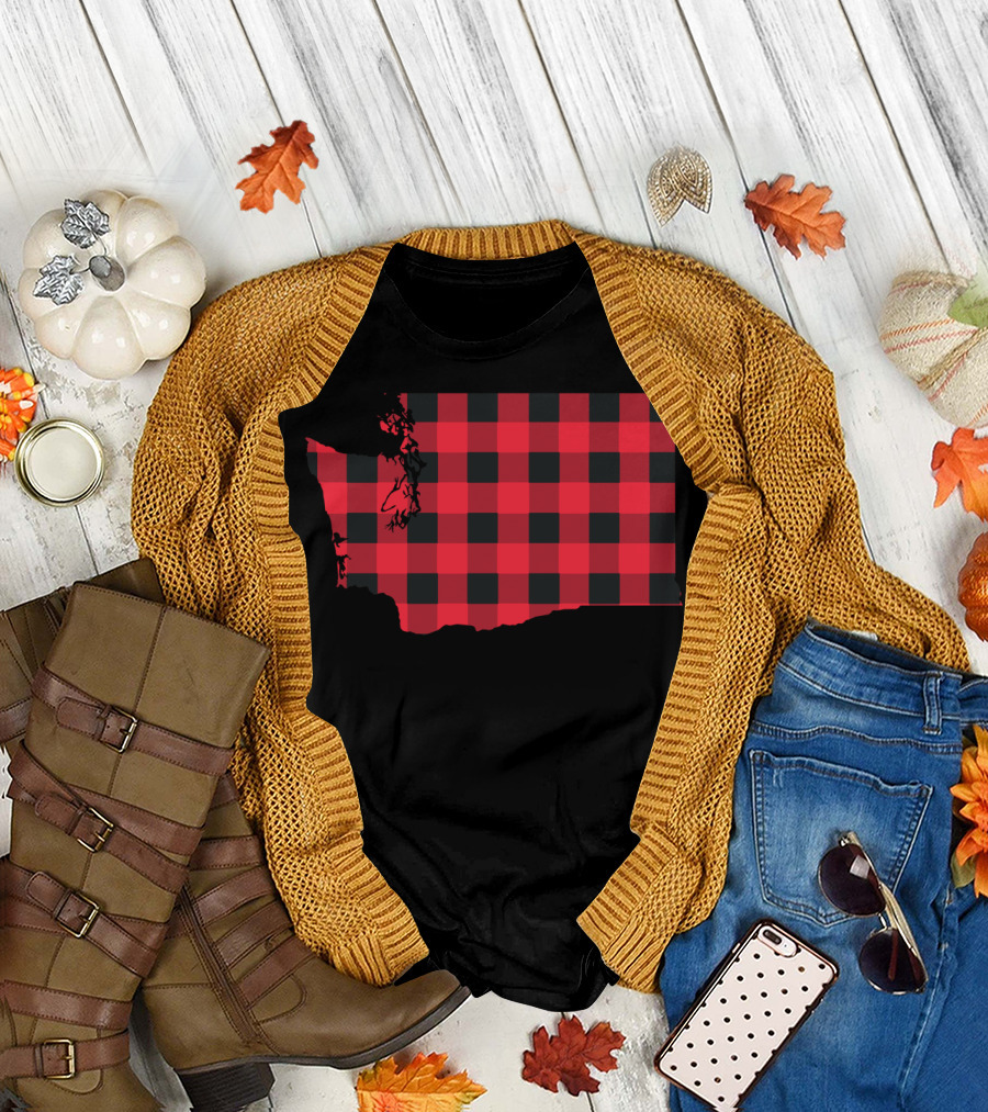 Washington State Red and Black Checkered T-Shirt