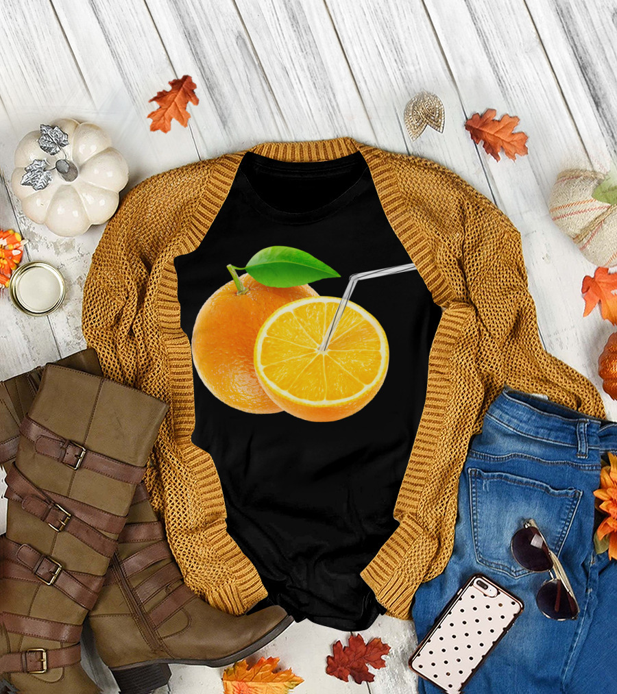 Orange Juice Still Life with Straw T-Shirt