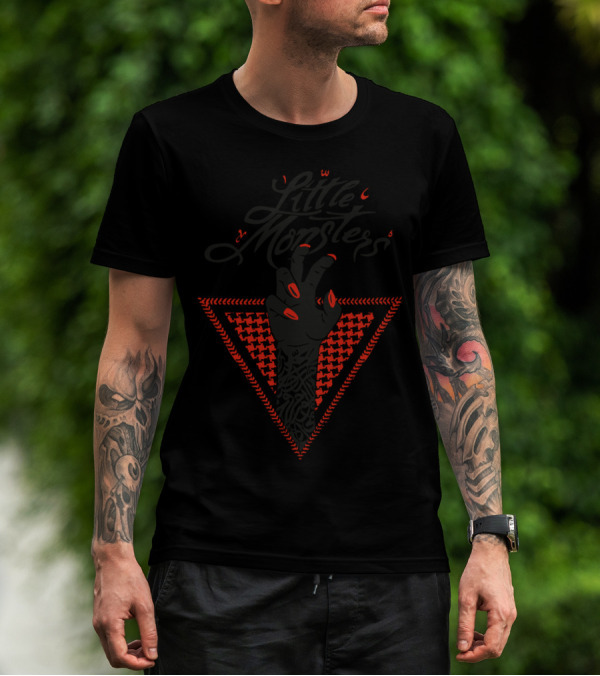 Little Monsters Creeping Hand In Red Triangle T-Shirt