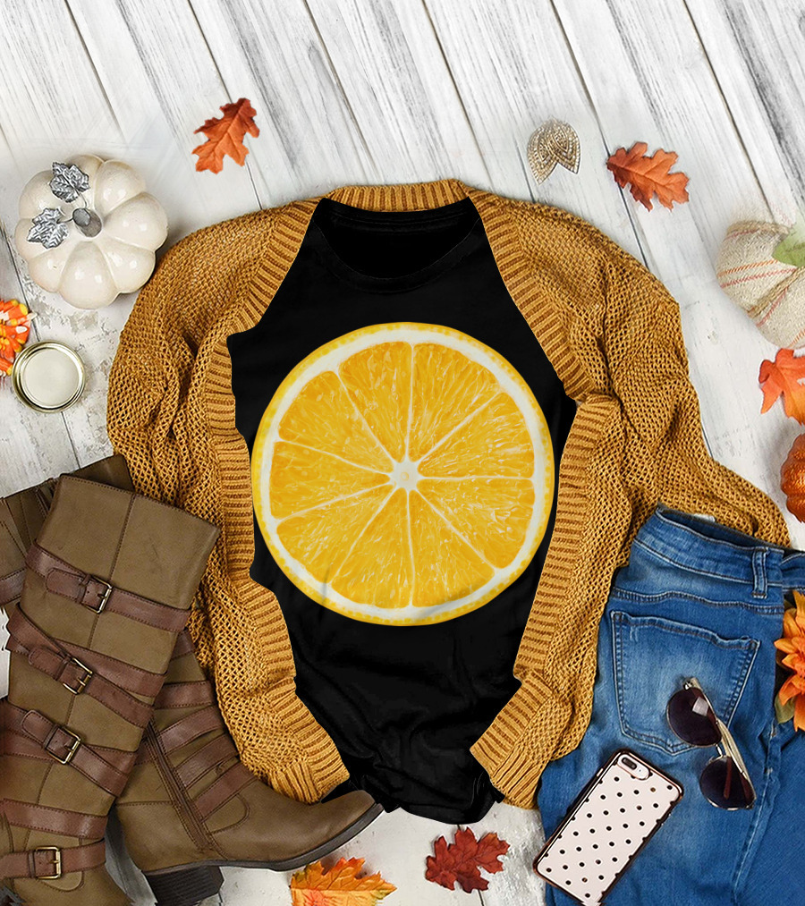 Orange Slice Fruit Detail T-Shirt