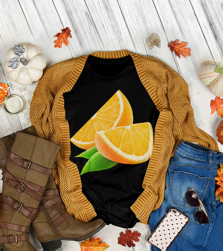 Orange Slices Sti with Fresh Citrus Leaves T-Shirt