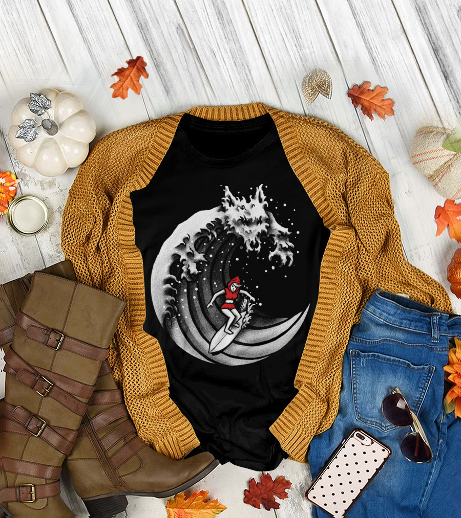 Little Red Surfing Hood Riding the Wave T-Shirt