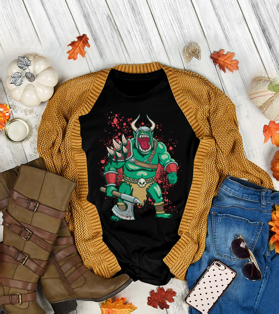 Orc Warrior with Battle Axe and Spiked Armor T-Shirt