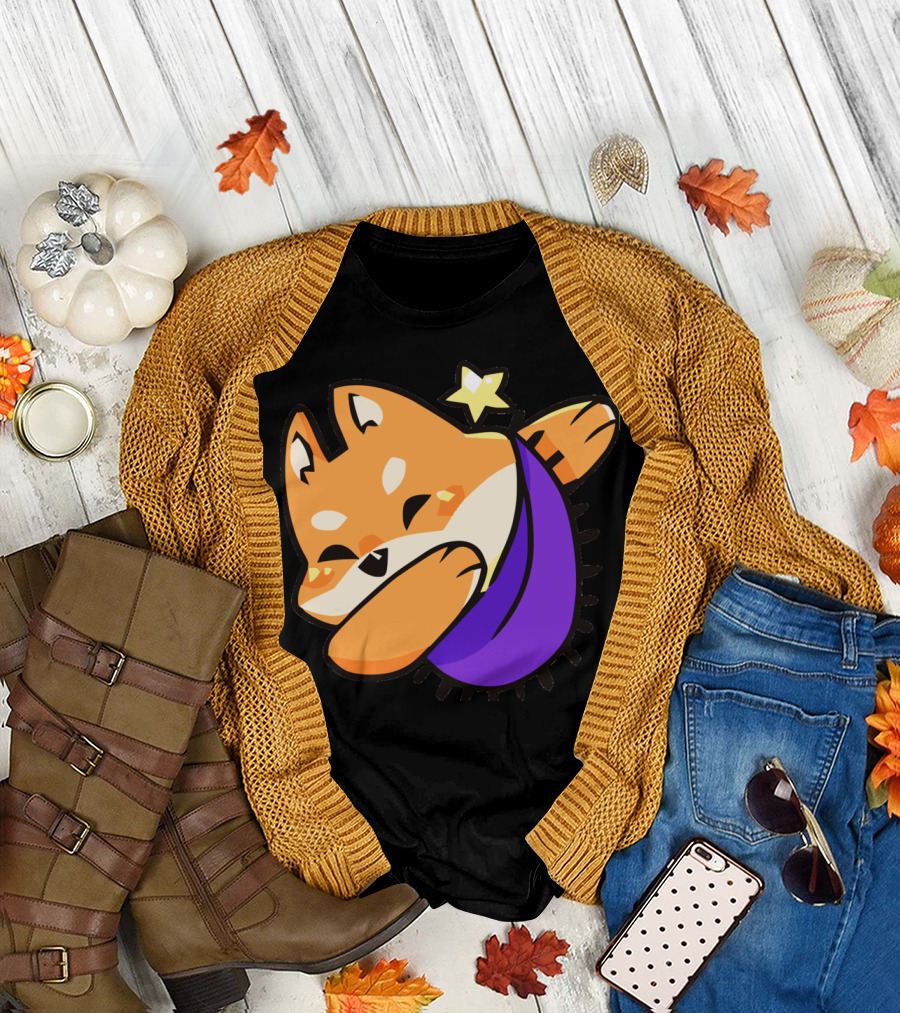 Such Dog Much Dab Shiba Inu Dabbing with Star and Purple Bandana T-Shirt