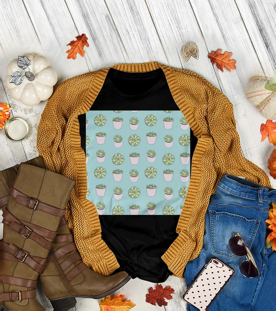 Succulents Cute Potted Plant T-Shirt