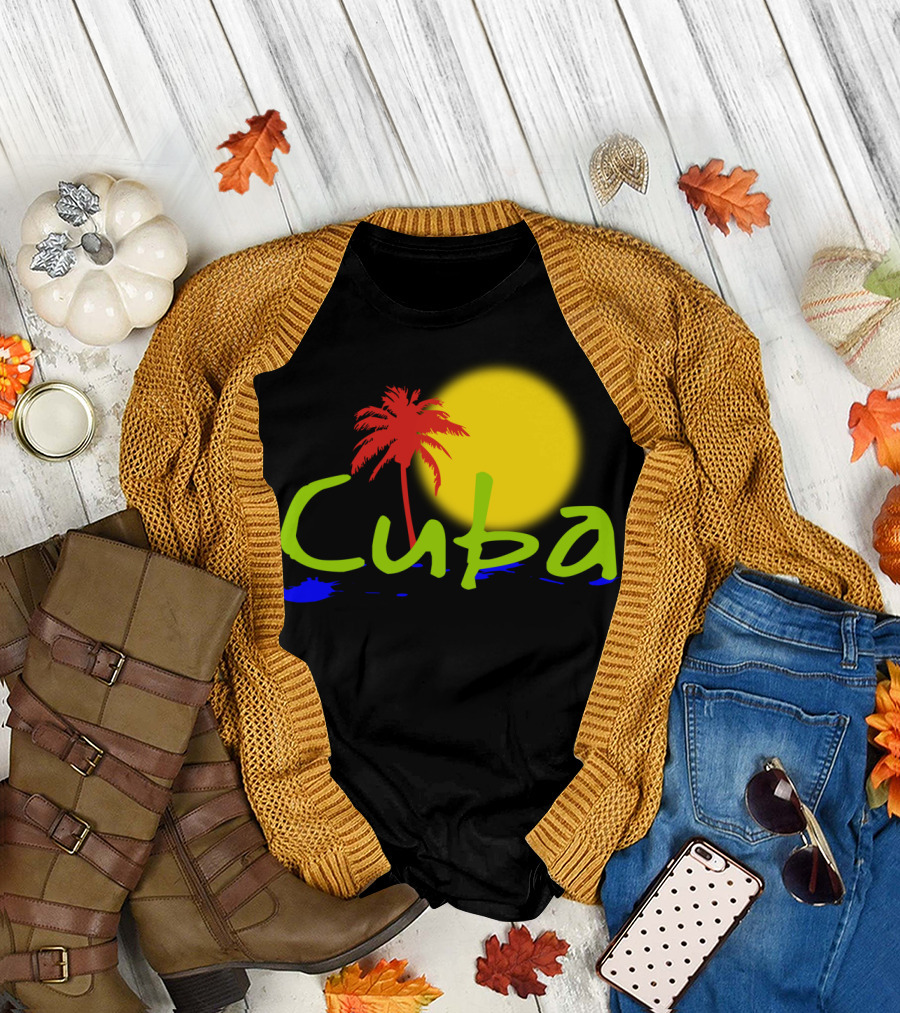 Cuba Palm Tree Sun Tropical T-Shirt