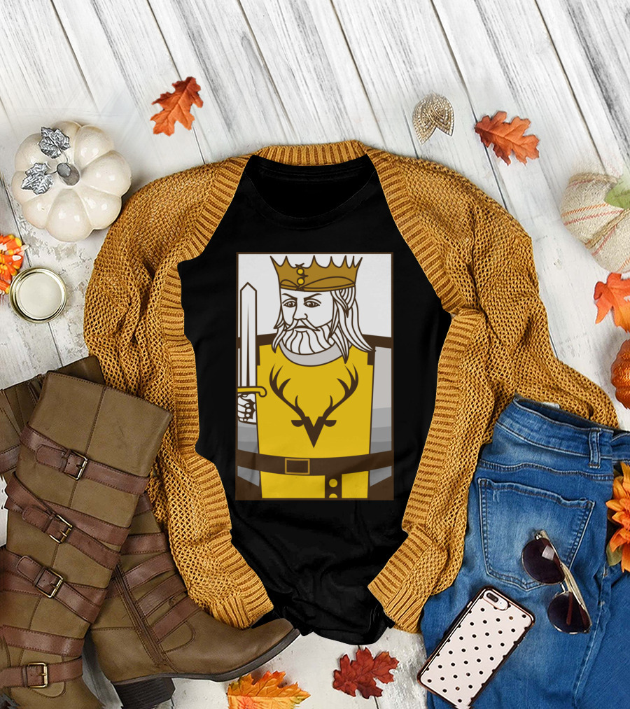 King Stag Royal Knight with Sword and Antler Crest T-Shirt
