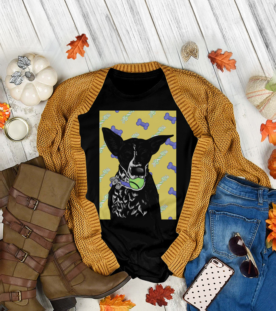 Sully Dog with Tennis Ball and Toy Background T-Shirt
