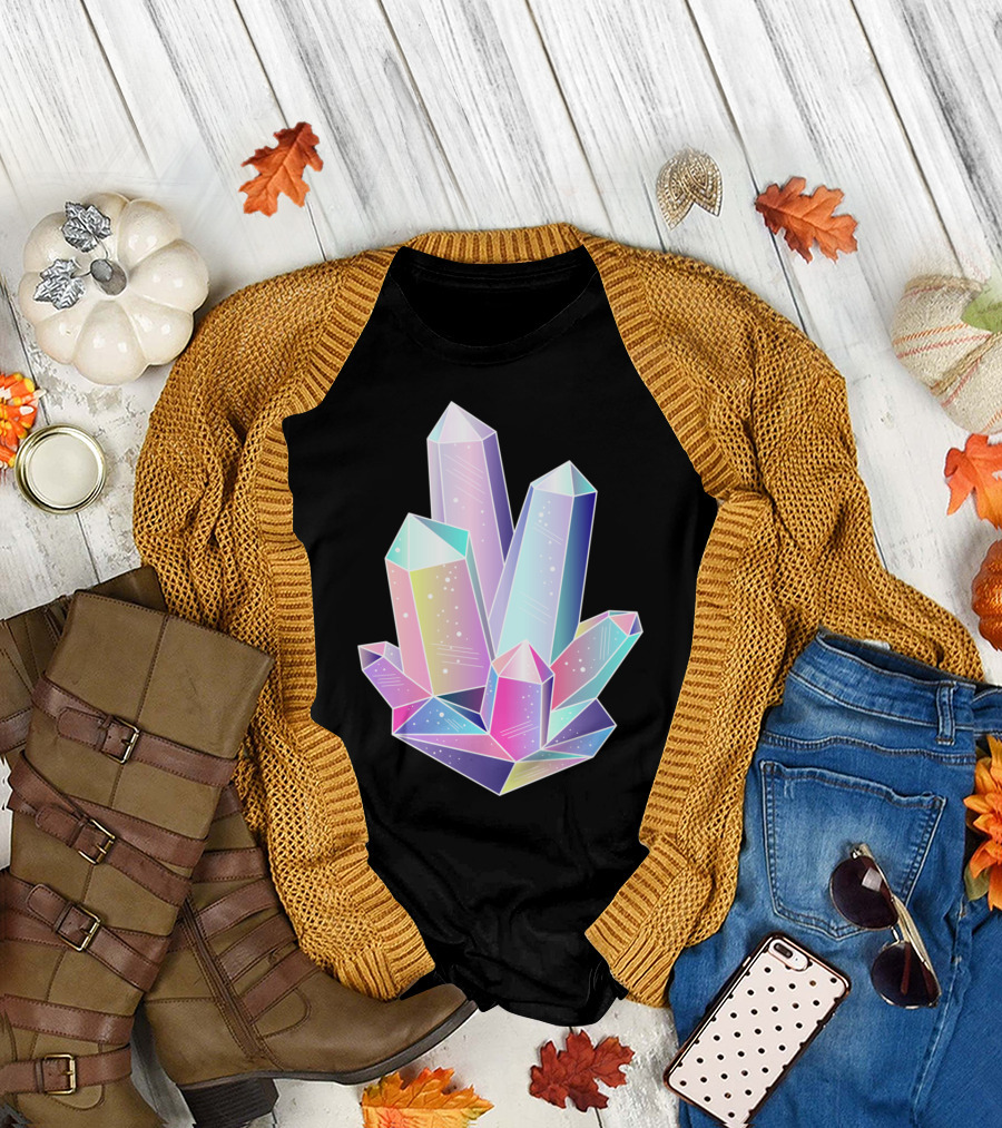 Moths and Crystals Iridescent Crystal Cluster T-Shirt