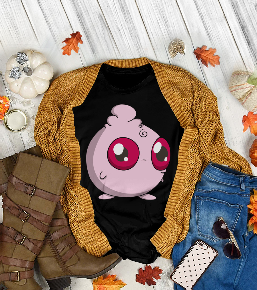 Red Eyes Pink Creature with Large Eyes Character T-Shirt