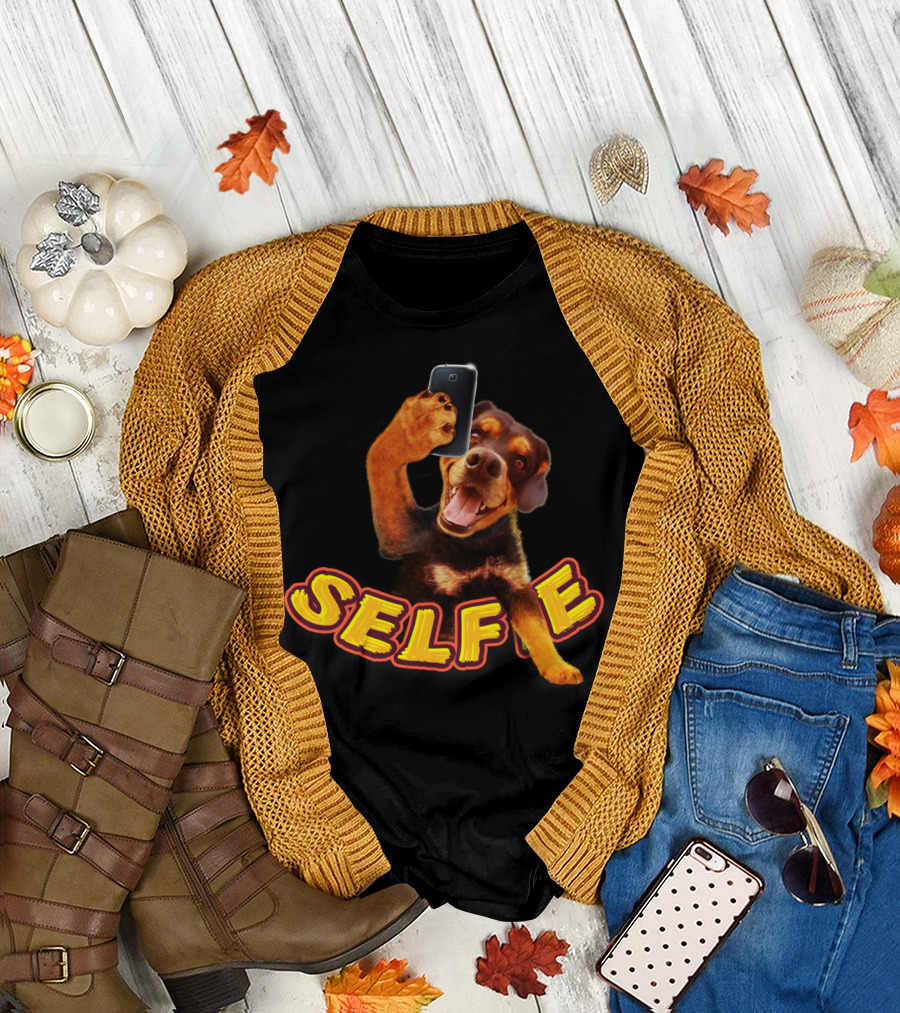 Selfie Dog Taking Picture with Smartphone T-Shirt