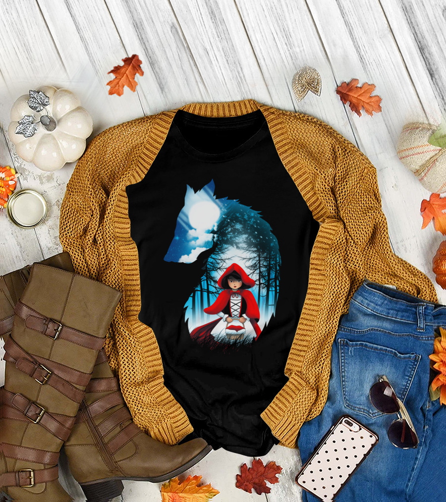 Red Riding Hood Wolf Moonlit Forest T-Shirt