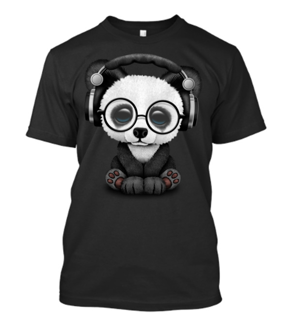 Adorable Baby Panda With Headphones And Glasses T-Shirt