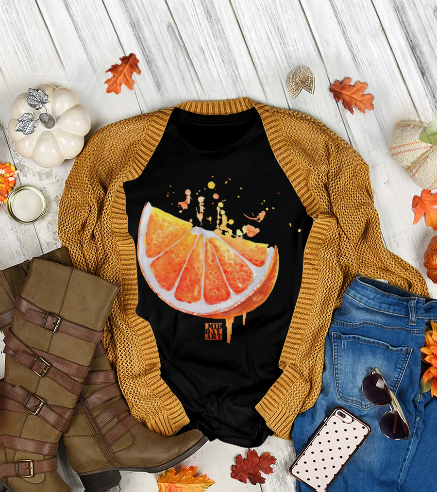 Sunny Slice Mid Day Art Orange Splash T-Shirt