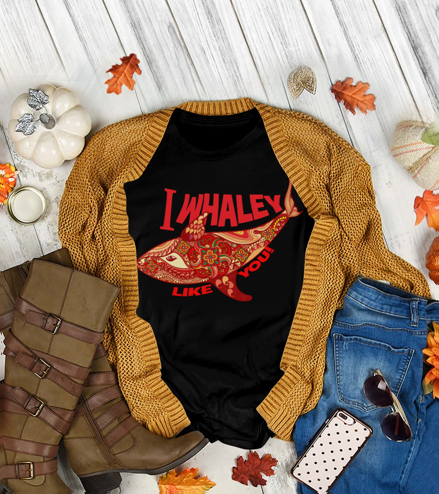 I Whaley Like You Paisley Whale Red T-Shirt