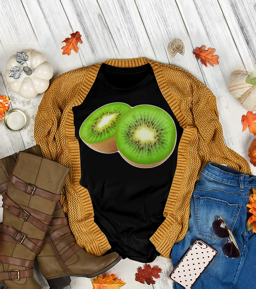 Kiwi Halves Sti Fresh Green Fruit Perfectly Sliced T-Shirt