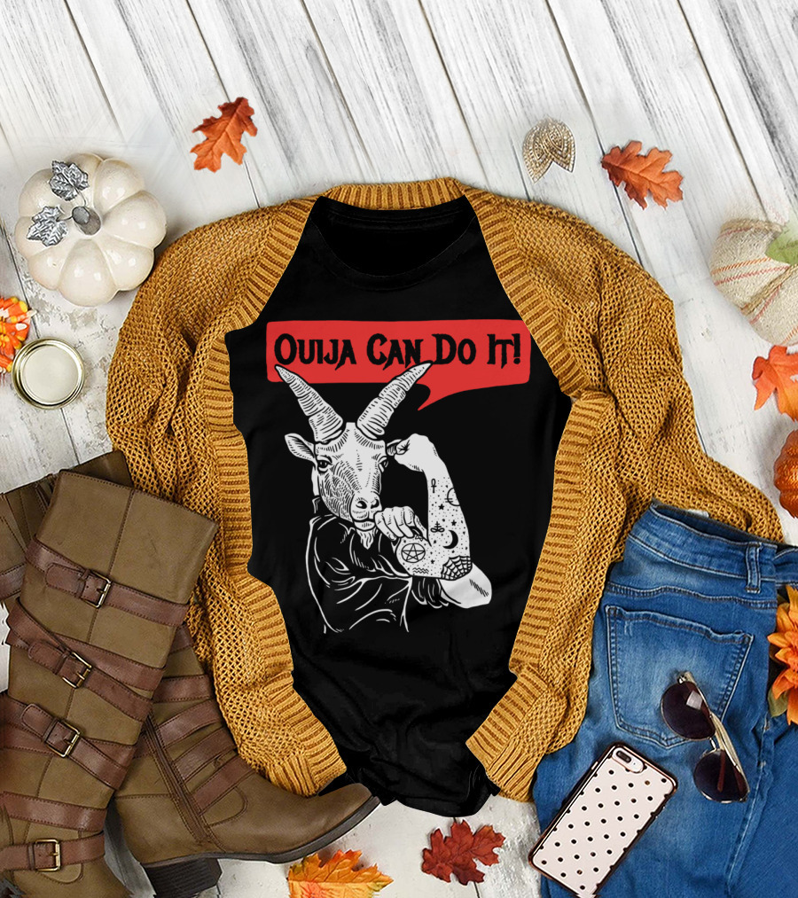 Ouija Can Do It Goat Flexing with Occult Symbols T-Shirt