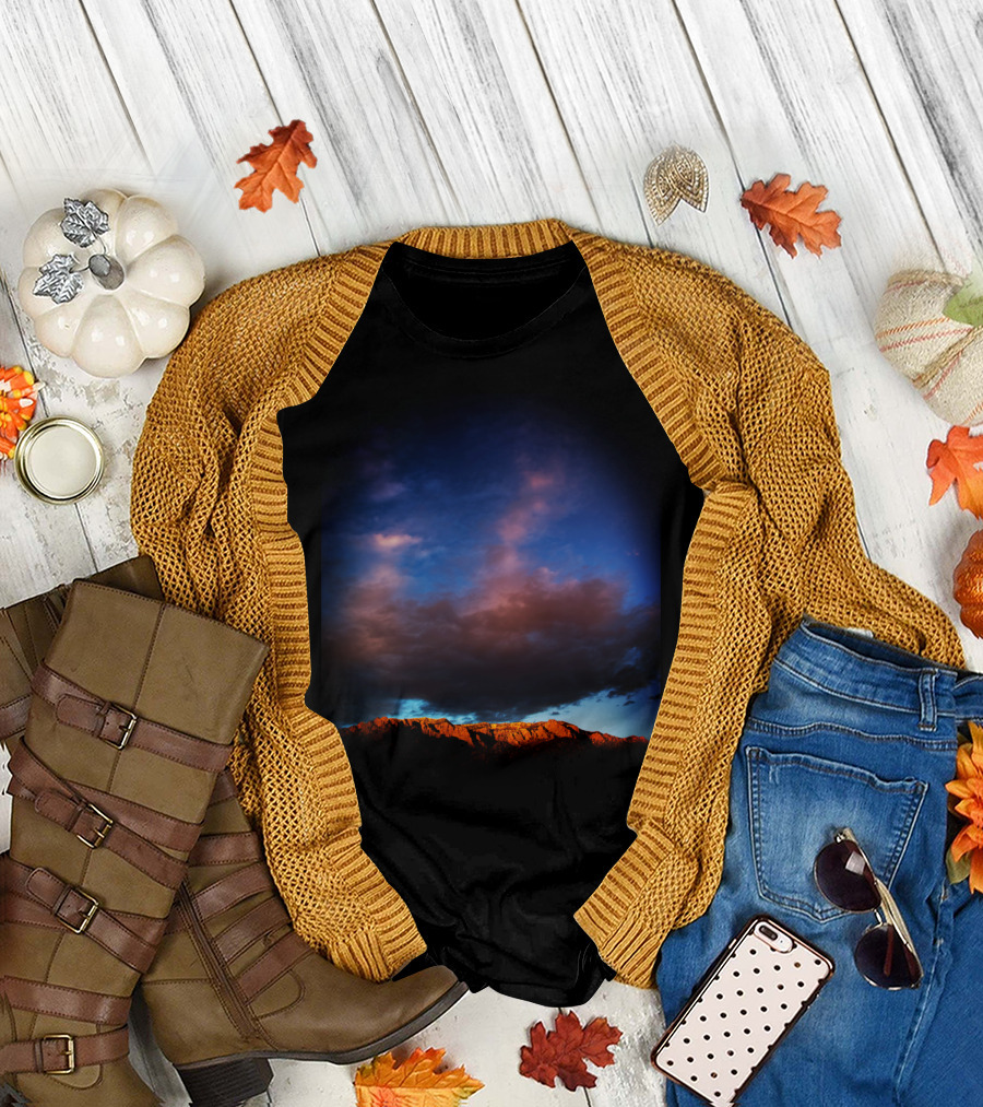 Mountain Sunset Shrouded in Vibrant Sky T-Shirt