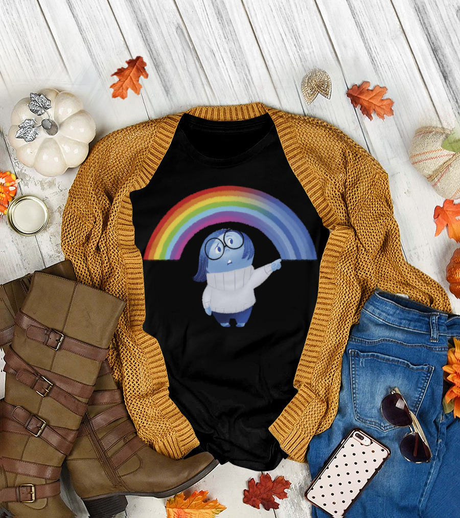 Shades Of Blue Sadness Under Rainbow T-Shirt