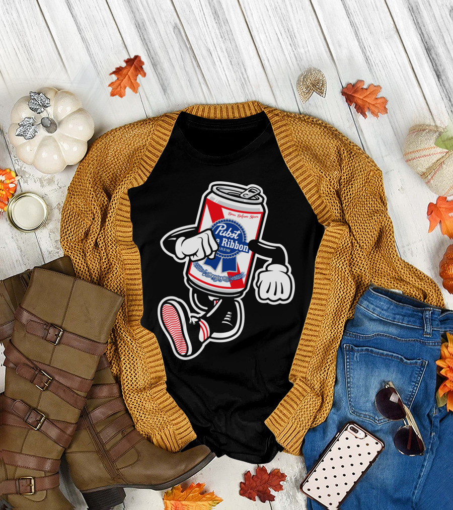 Pabst Blue Ribbon Can Cartoon Bros Before Brews T-Shirt