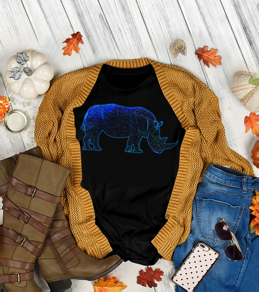 Shapes In The Sky Starry Rhino T-Shirt