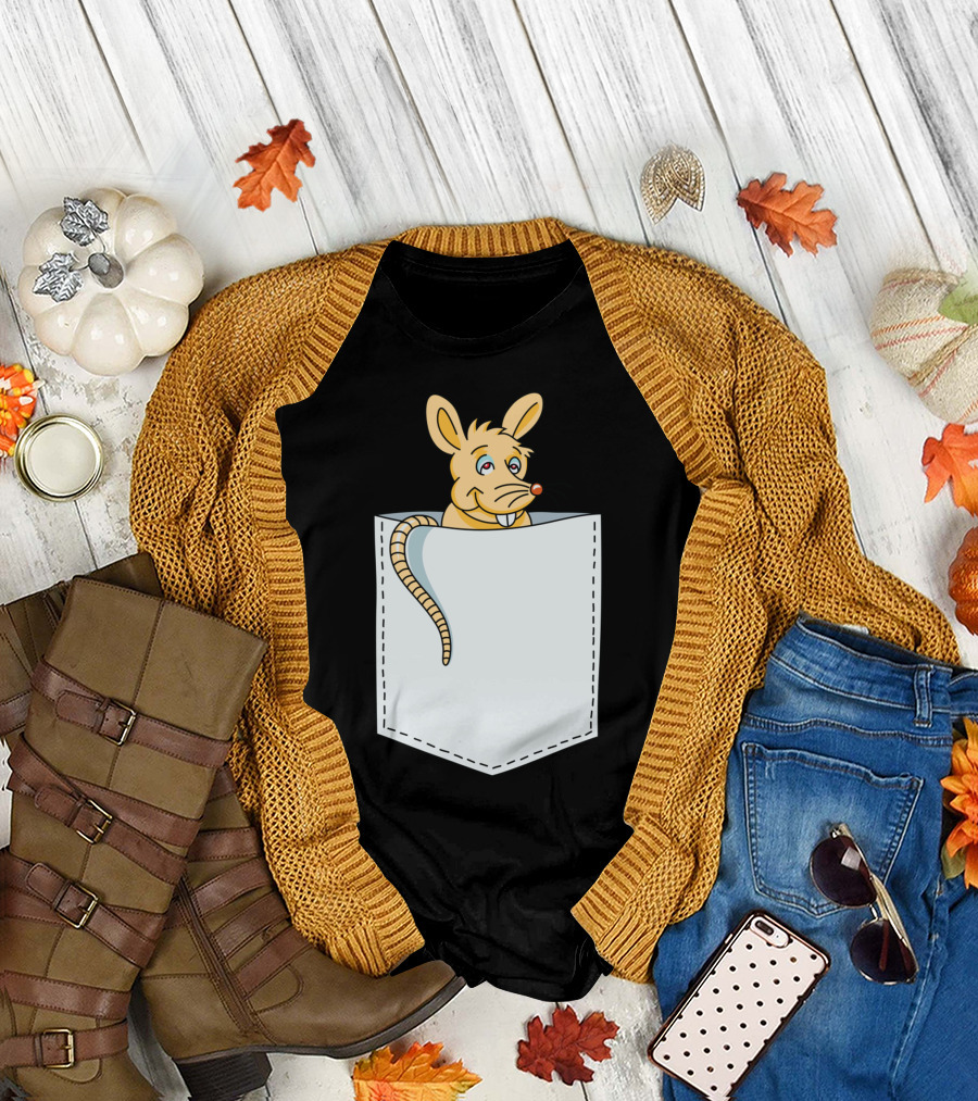 Mouse Rat Peeking From Pocket T-Shirt