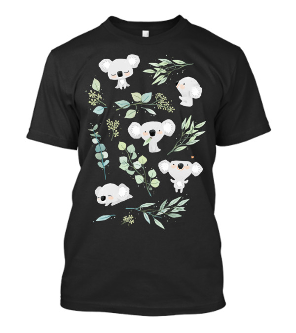 Koala And Eucalyptus Leaves Pattern T-Shirt